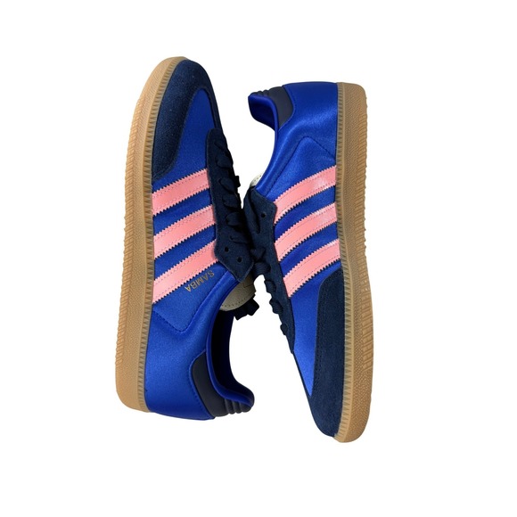 Adidas Samba OG Womens Satin Lucid Blue/Indigo Gum Sole Sneakers Size 9.5 NWB - Picture 3 of 9